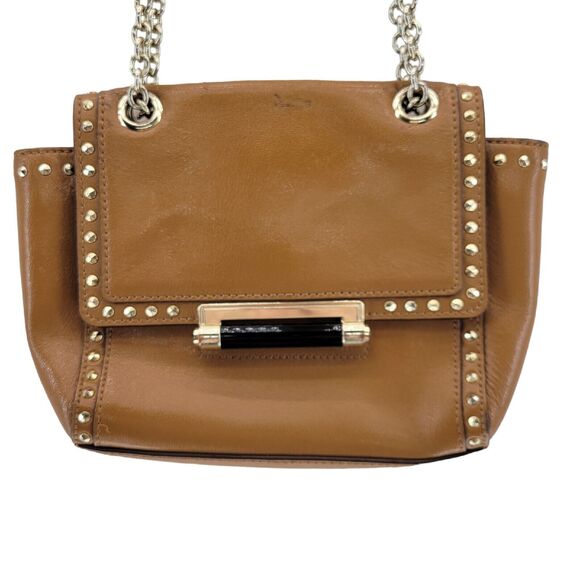 Diane Von Furstenberg Highline Chain Bag Caramel Brown Leather Gold Tone - Picture 2 of 13